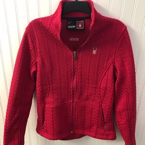SPYDER Ladies Cable-knit Sweater Jacket; Pink